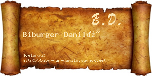 Biburger Daniló névjegykártya